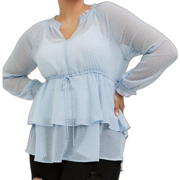 Torrid Women's Crinkle Chiffon Drawstring Blouse - Picture 1 of 6